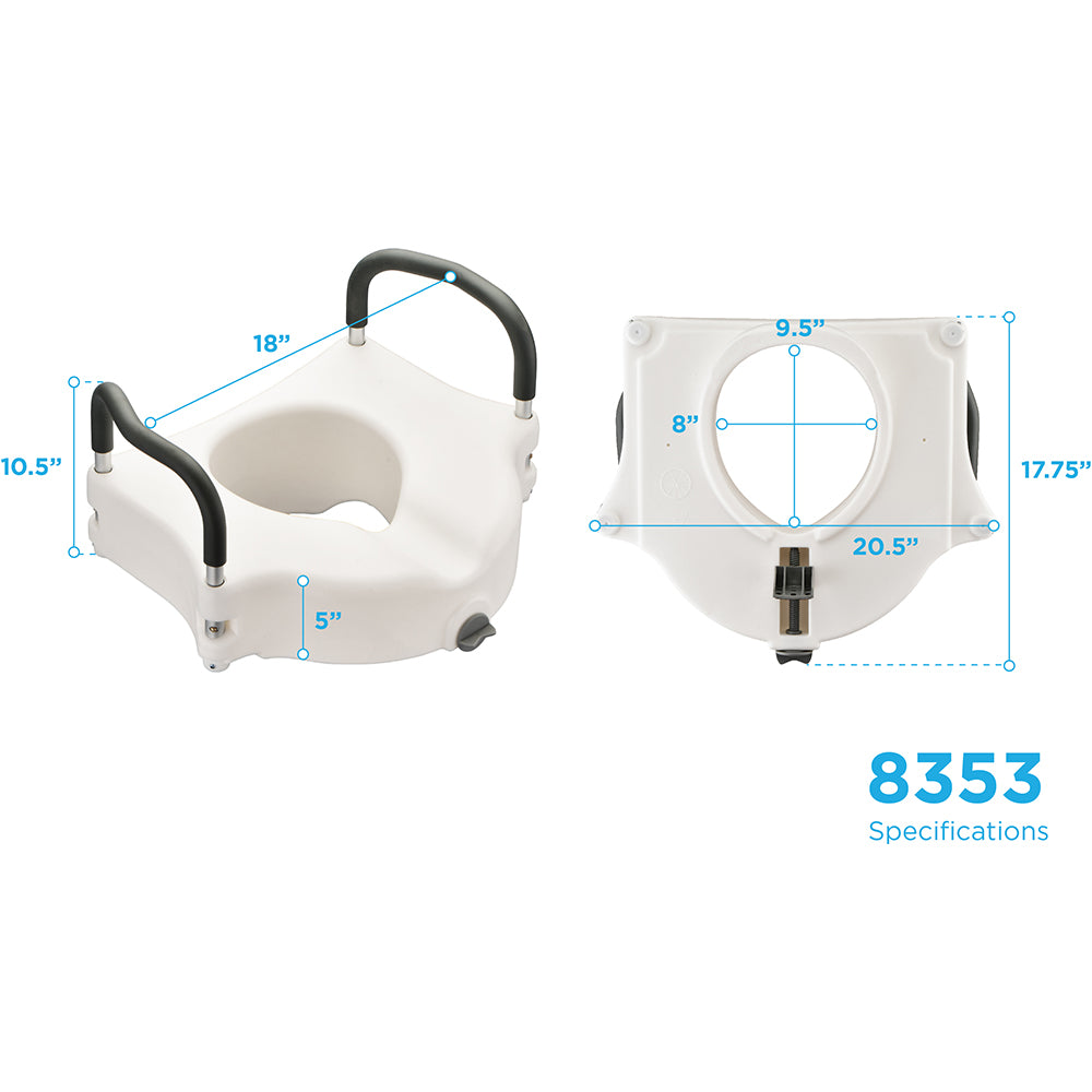 Raised Locking Toilet Seat w/ Detachable Arms 5' by Nova