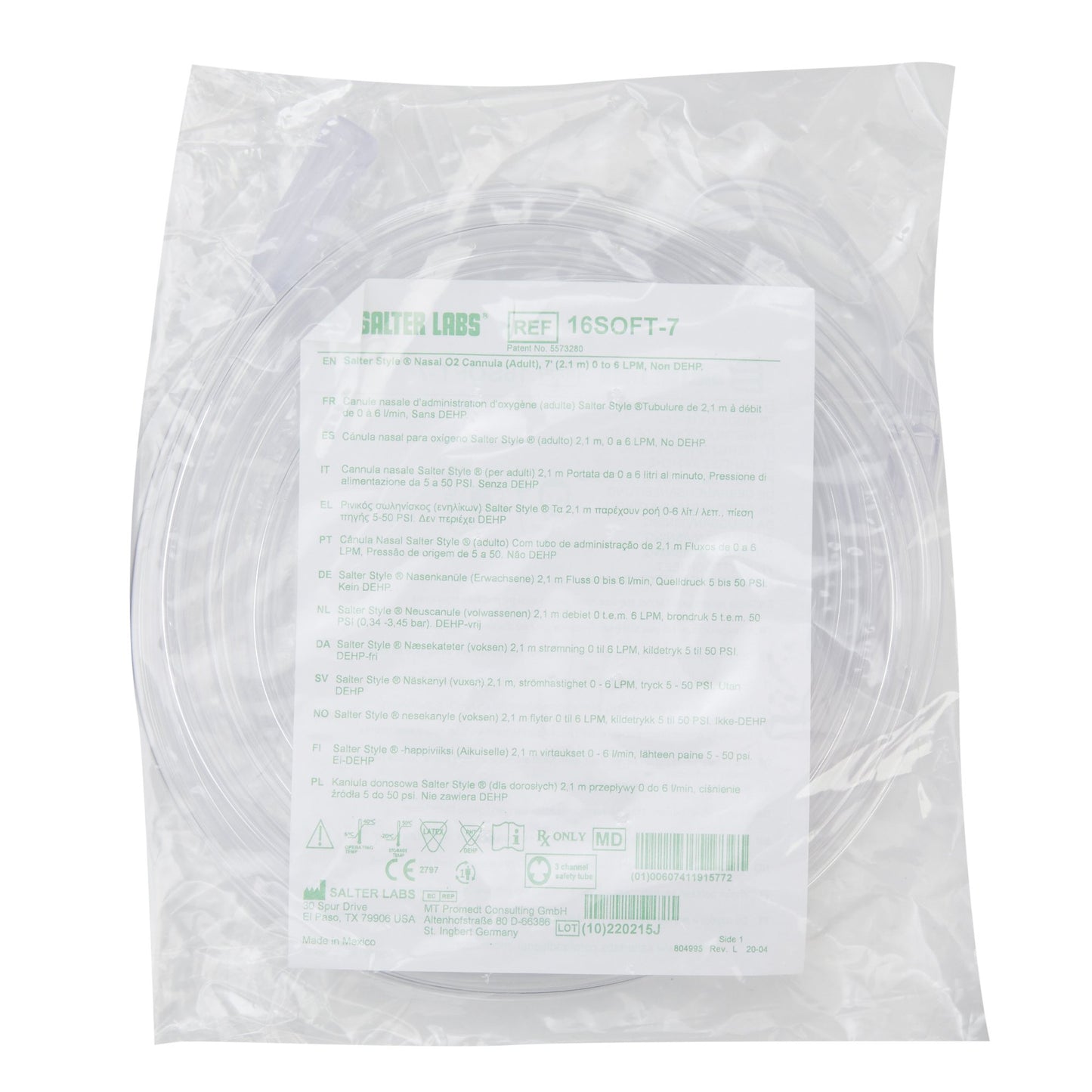 Adult Nasal Cannula - Curved Prong, Non-Flared Tip, 7 ft by McKesson