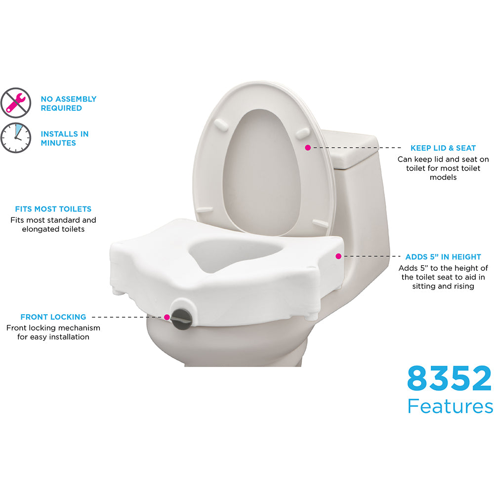 Large Raised Locking Toilet Seat  5" by Nova