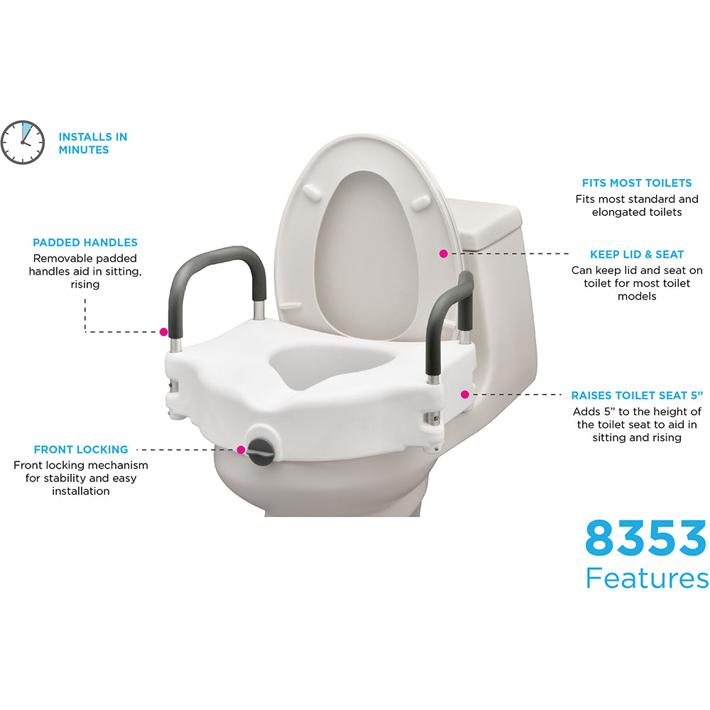 Raised Locking Toilet Seat w/ Detachable Arms 5' by Nova