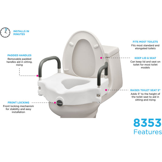 Raised Locking Toilet Seat w/ Detachable Arms 5' by Nova