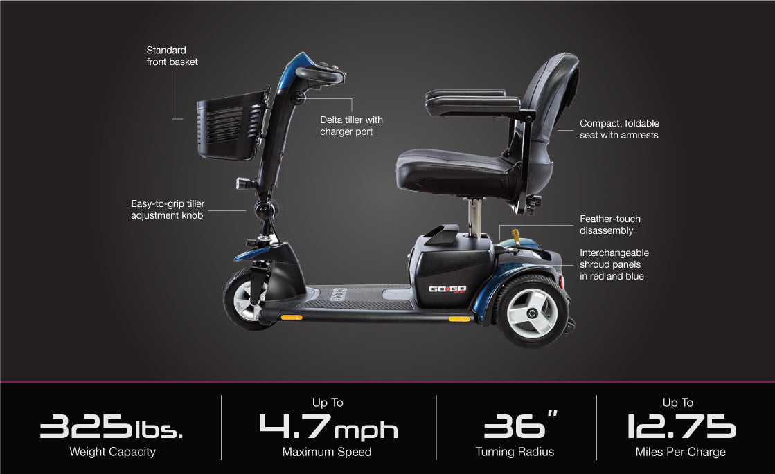 Go-Go Sport 3-Wheel Mobility Scooter by Pride Mobility