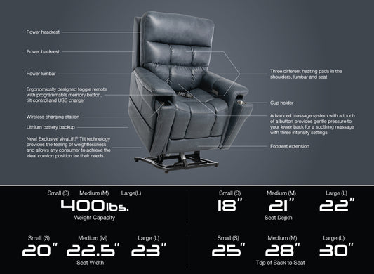 PRIDE VIVA ULTRA LIFT CHAIR SMALL PLR4955S