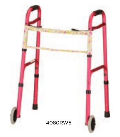 NOVA DUAL BUTTON RELEASE FOLDING WALKER W/5 IN WHEELS
