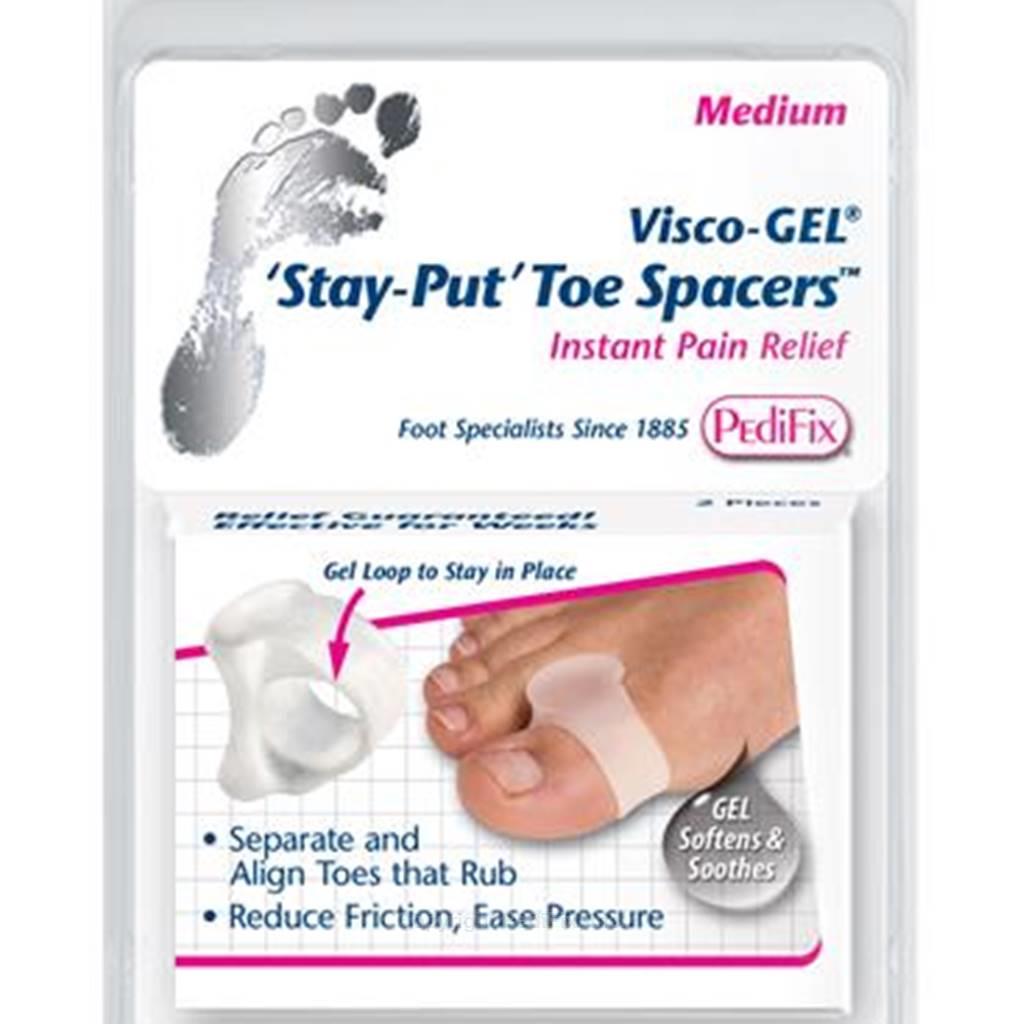 PEDI VISCO-GEL FIX STAY-PUT TOE SPACERS MED
